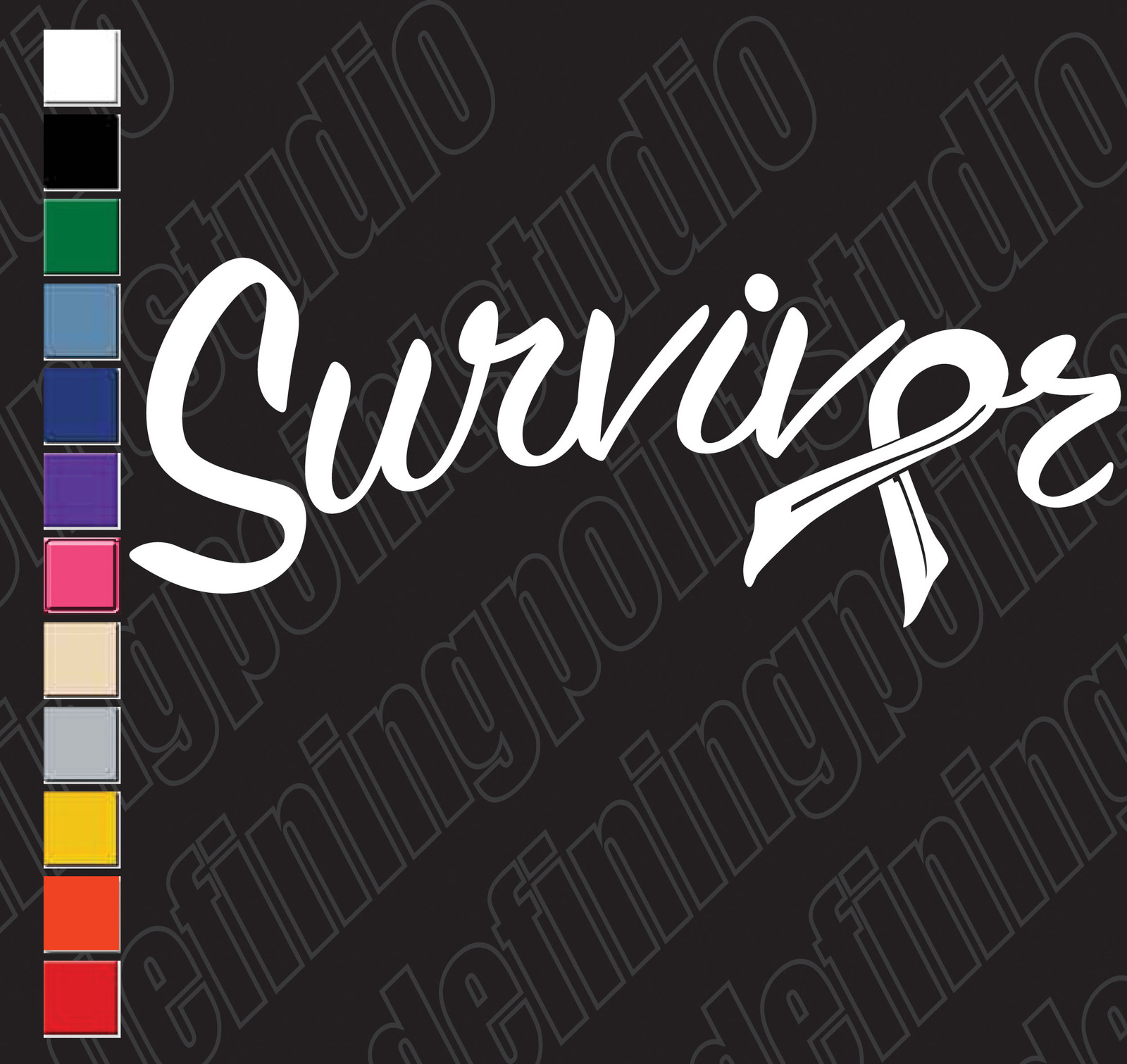 SURVIVOR CANCER RIBBON car/window/laptop etc vinyl decal stickers