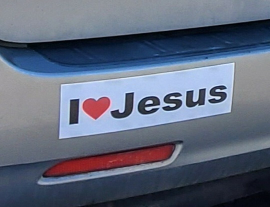 2 I Love Jesus vinyl bumper stickers. Buy 1 Get 1. 3 x 10 inches.