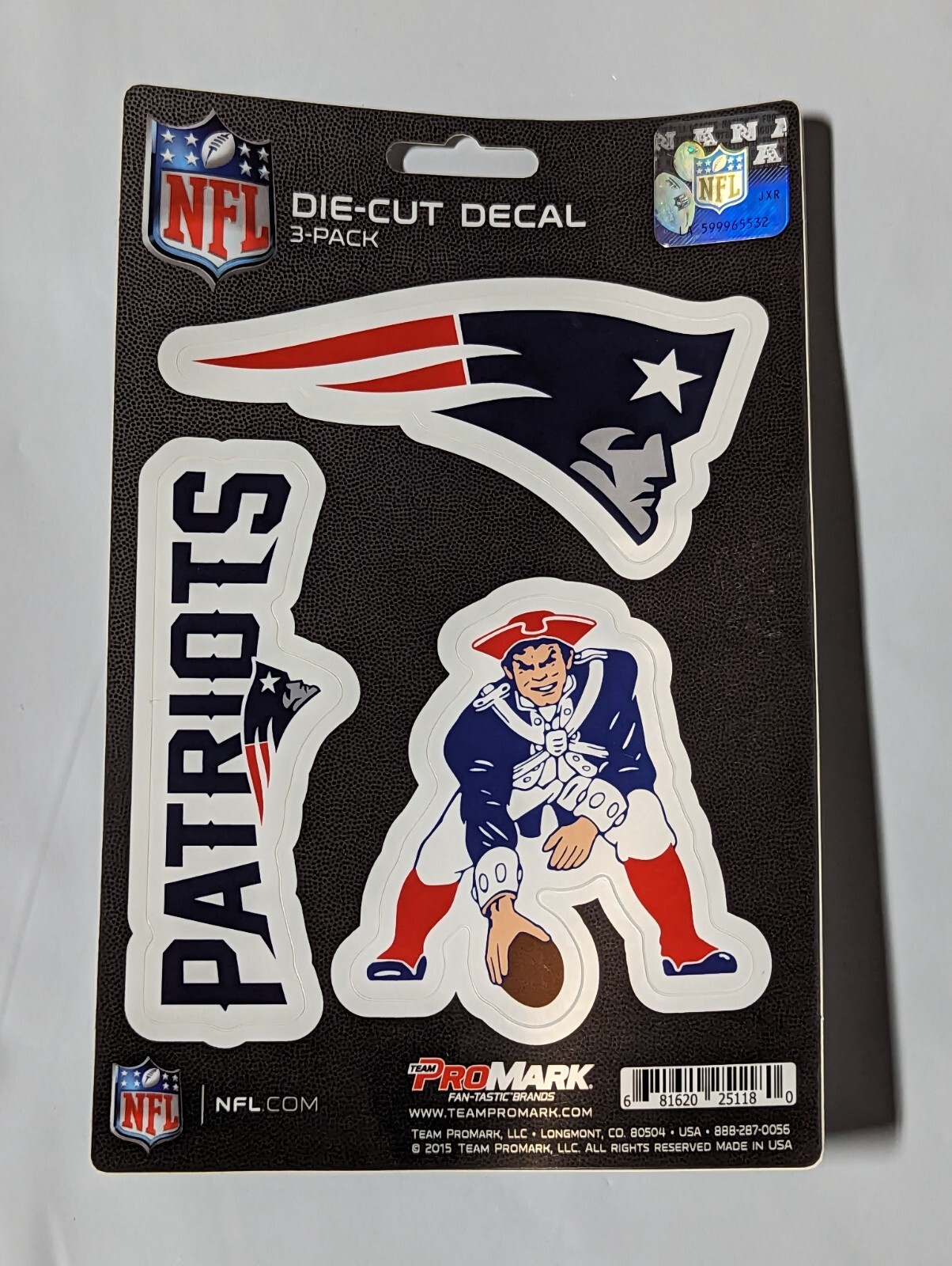 New England Patriots 3-Pack Die-cut Decals Stickers Sheet Measures 5″ x 7″ New!