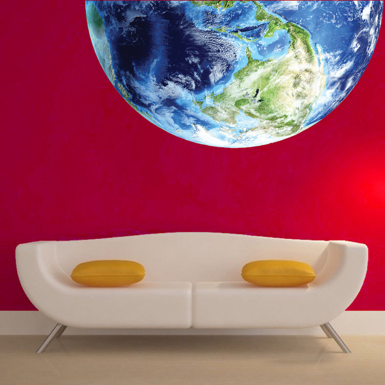 Half Earth Wall Decal Mural Planet Space World Wall Vinyl Mural Removable, c21