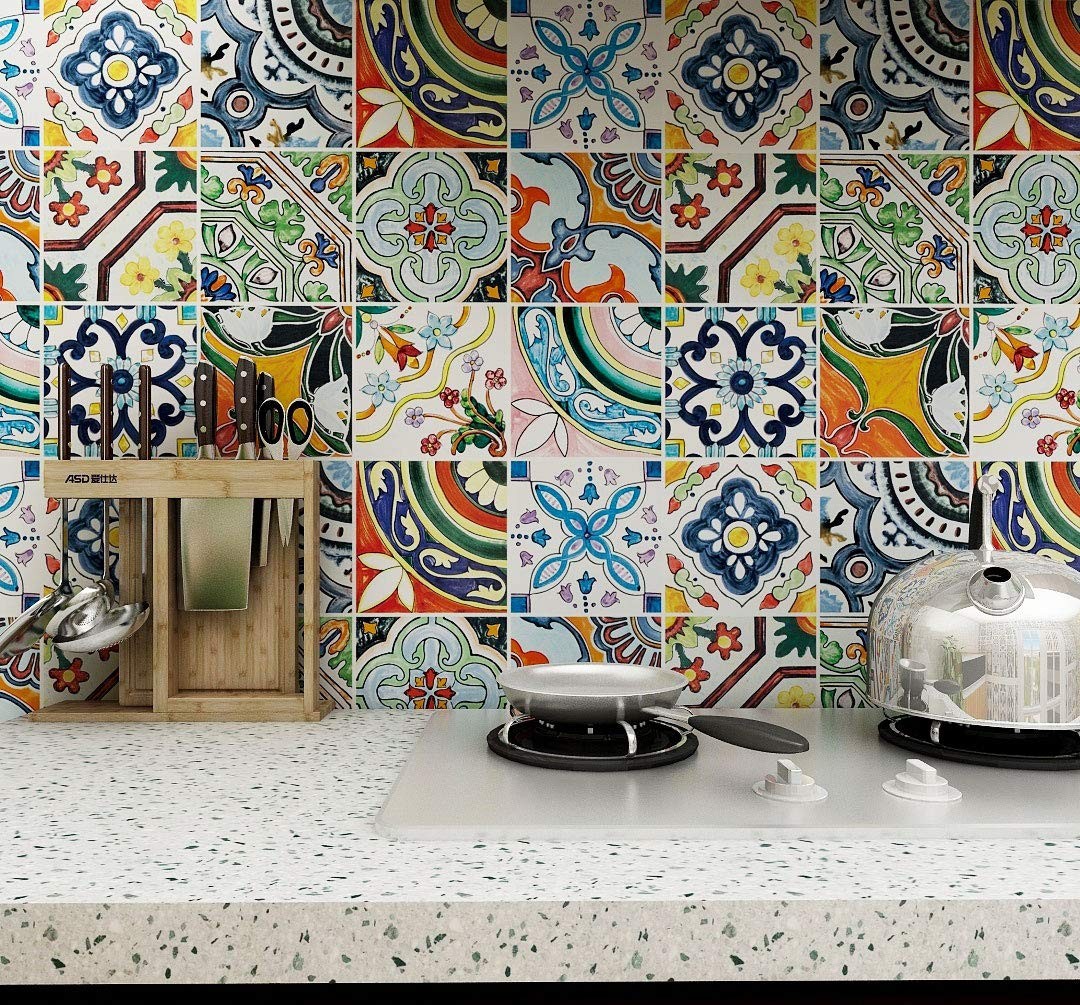 Peel Stick Moroccan Bohemian Kitchen Backsplash Stickers 6×6 Waterproof