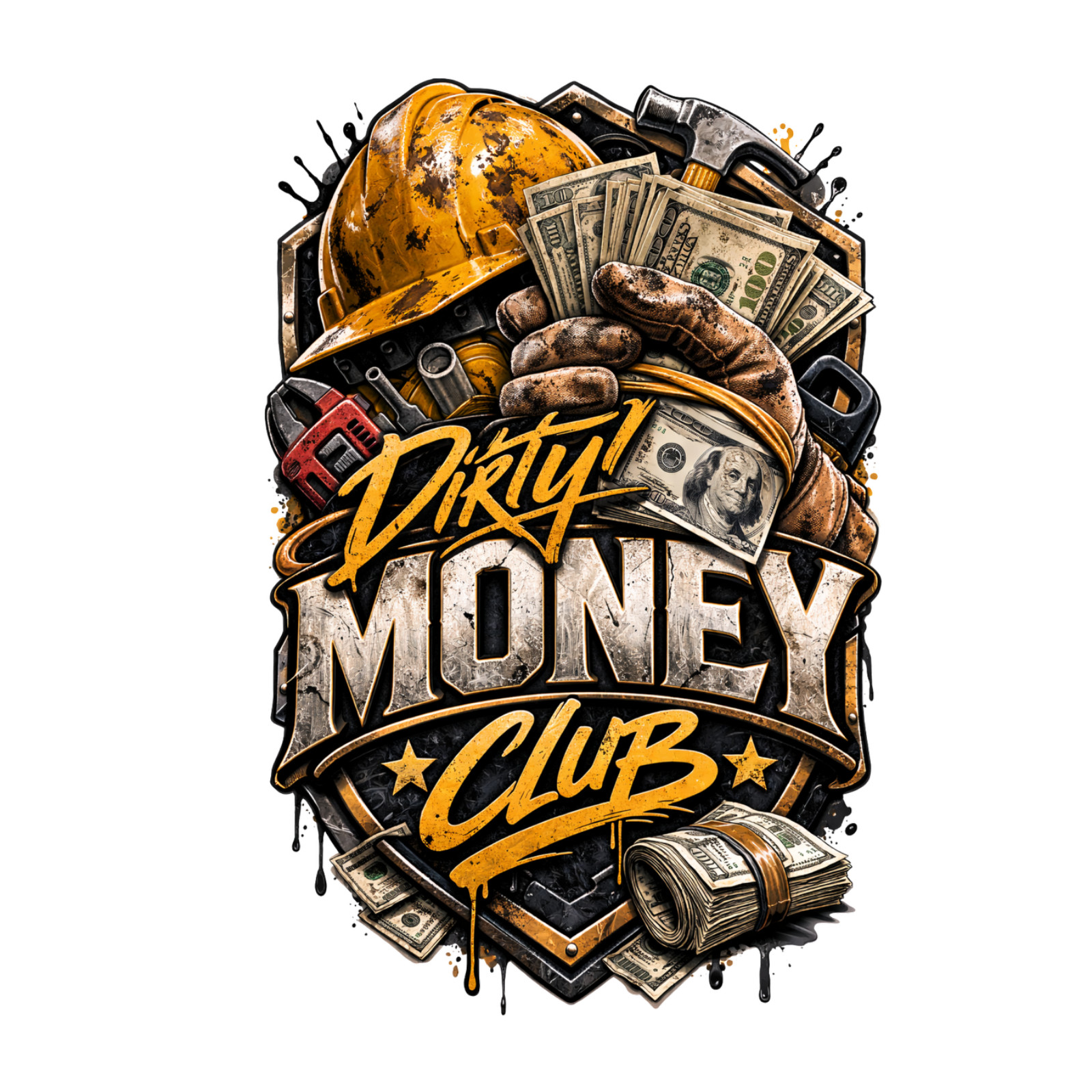 Dirty Money Club 3” UV DTF Decal Construction Blue Collar Sticker