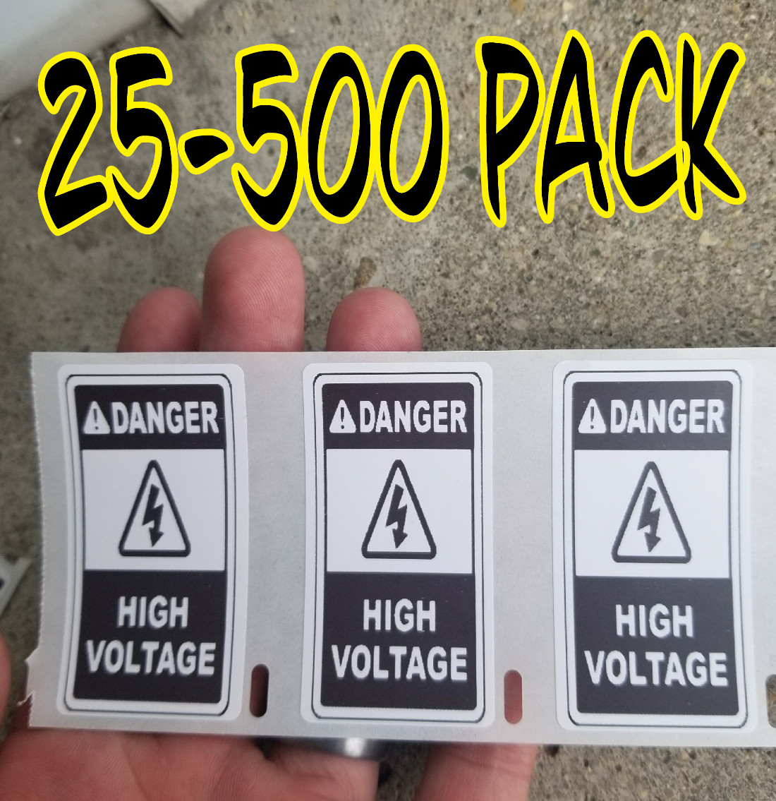 DANGER HIGH VOLTAGE 25-500 Pack Labels decal gag joke stickers sticker