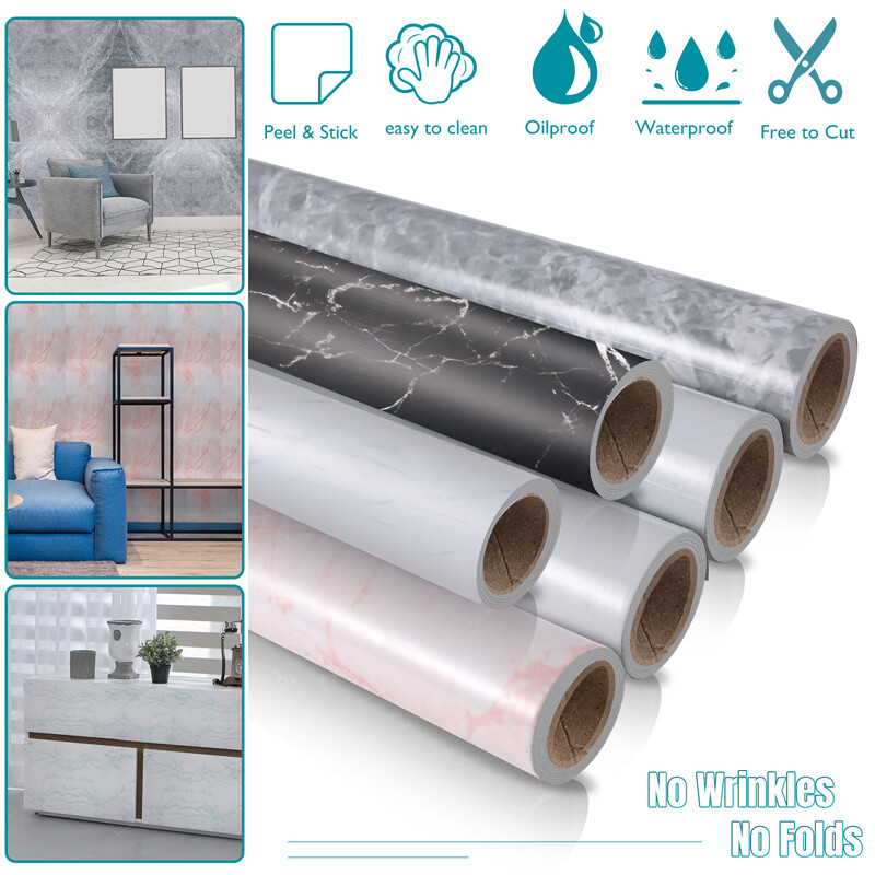 10ft Self Adhesive Marble PVC Wallpaper Roll Waterproof Peel Stick Contact Paper
