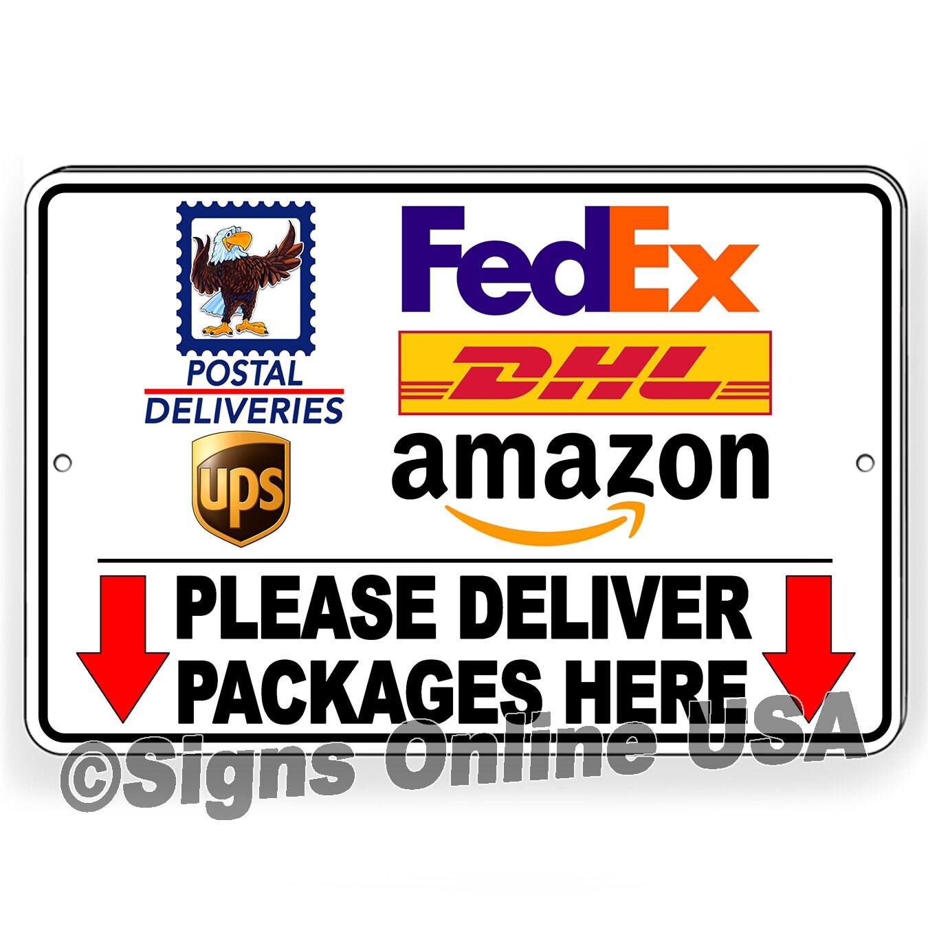 Deliver Packages Here Delivery Instruction Arrows Sign / Decal SEI087 /