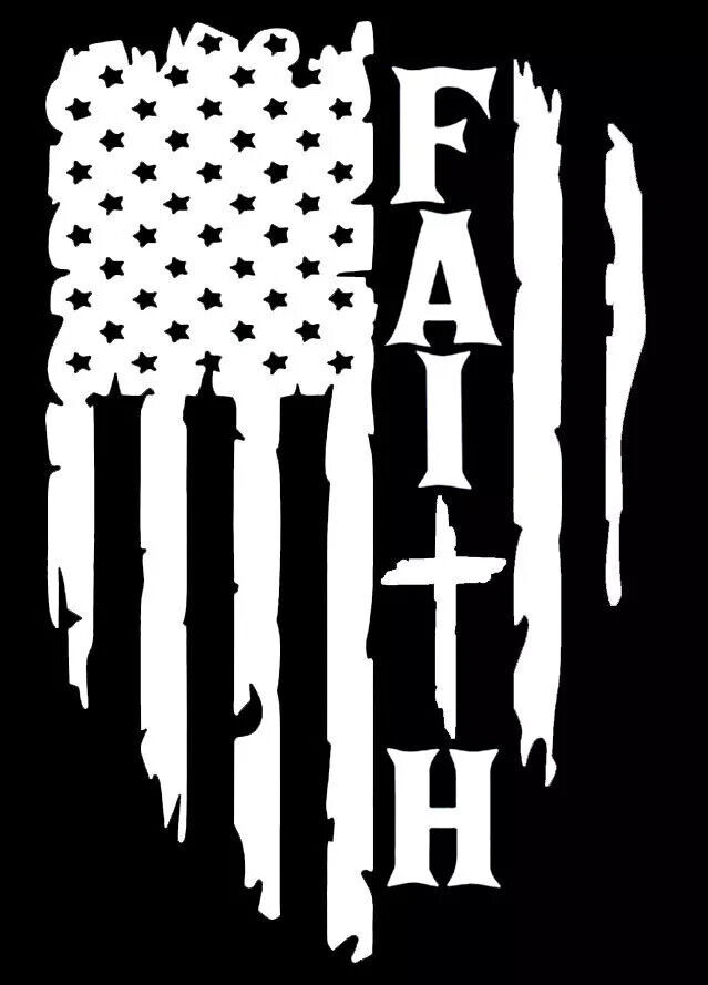 Faith Cross American Flag One 8″ x 5″ Vinyl Decal Car Truck Window Mirror Door