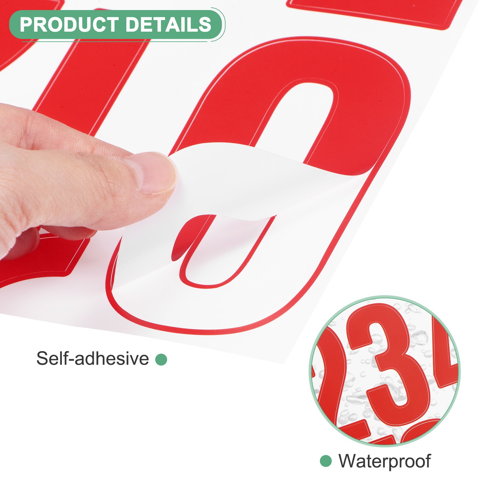 12-Sheets Numbers Stickers, 4″ Vinyl 0-9 Number Stickers[120pcs, Red]
