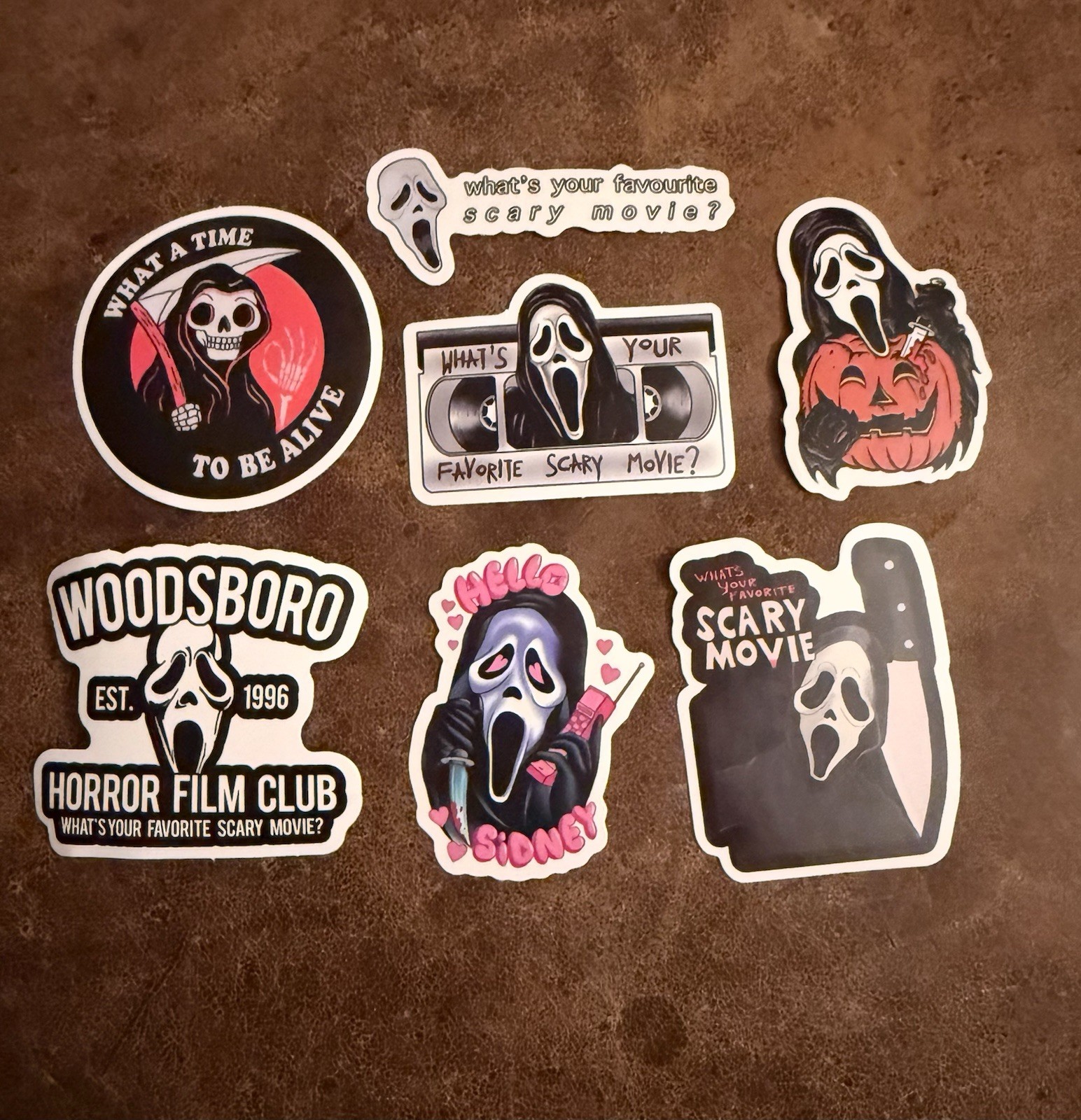 Ghostface Scary Movie Vinyl Sticker Lot 80’s Cassette Skateboard 2” Decal New