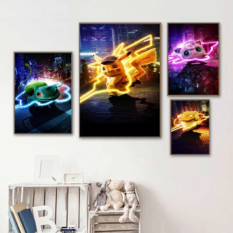 Pokemon Poster Without Frame Pikachu Detective Canvas 20×30cm Wall Decoration