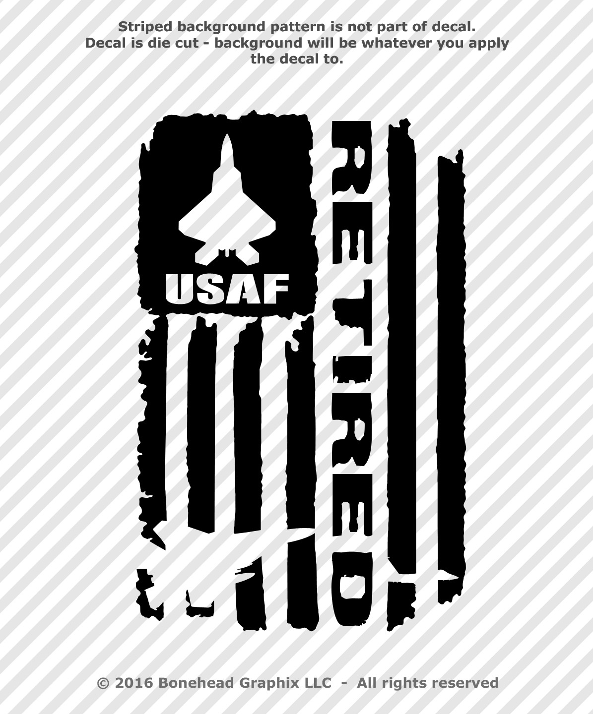 Military Retired AFR Distressed Flag XS-M Vinyl Decal Combat Veteran Sticker