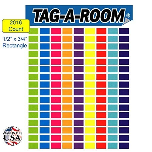 Color Coding Dot Label Stickers – 1/2″ x 3/4″ Rectangles, 9 Bright Colors, 2016