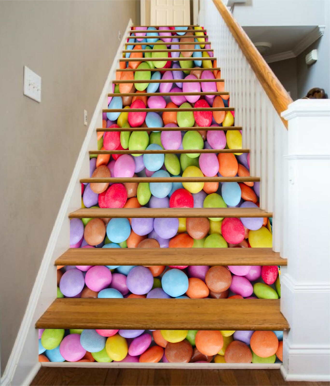 3D Rainbow Candy ZHU163 Stair Risers Decoration Photo Mural Vinyl Wallpaper Zoe