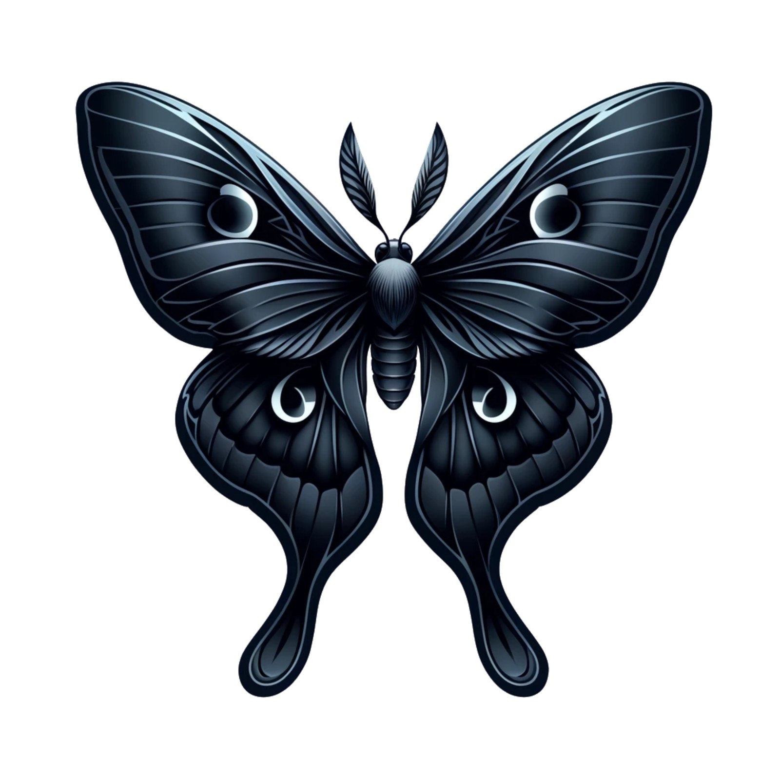 Black Luna Moth Sticker Gothic Dark Moth Vinyl Decal Art