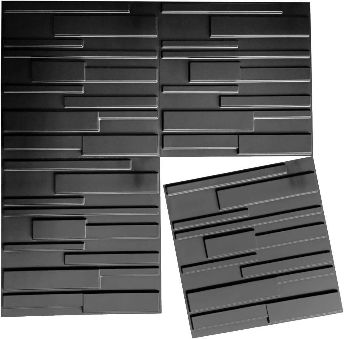 Transform Your Space with 12 Carbon Black 3D Wall Panels, 19.7 x 19.7 Inches