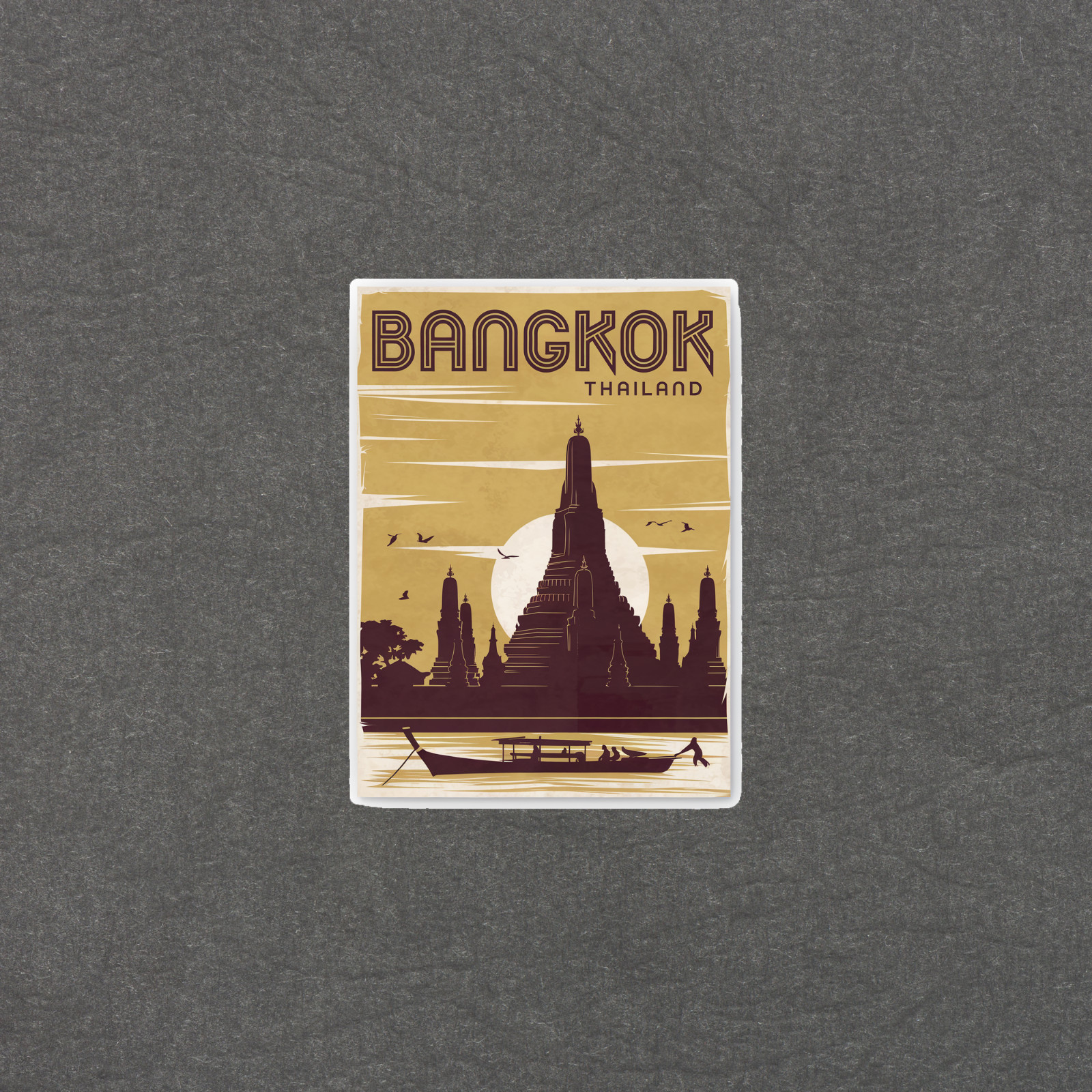 Vintage Bangkok Thailand Travel sticker – Wat Arun Temple Silhouette Sticker #34