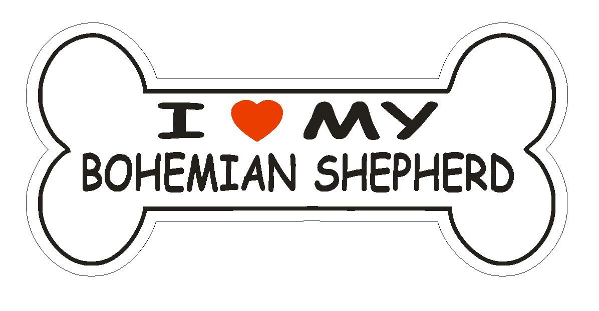 Love My Bohemian Shepherd Bumper Sticker or Helmet Sticker D2581 Dog Bone Decal