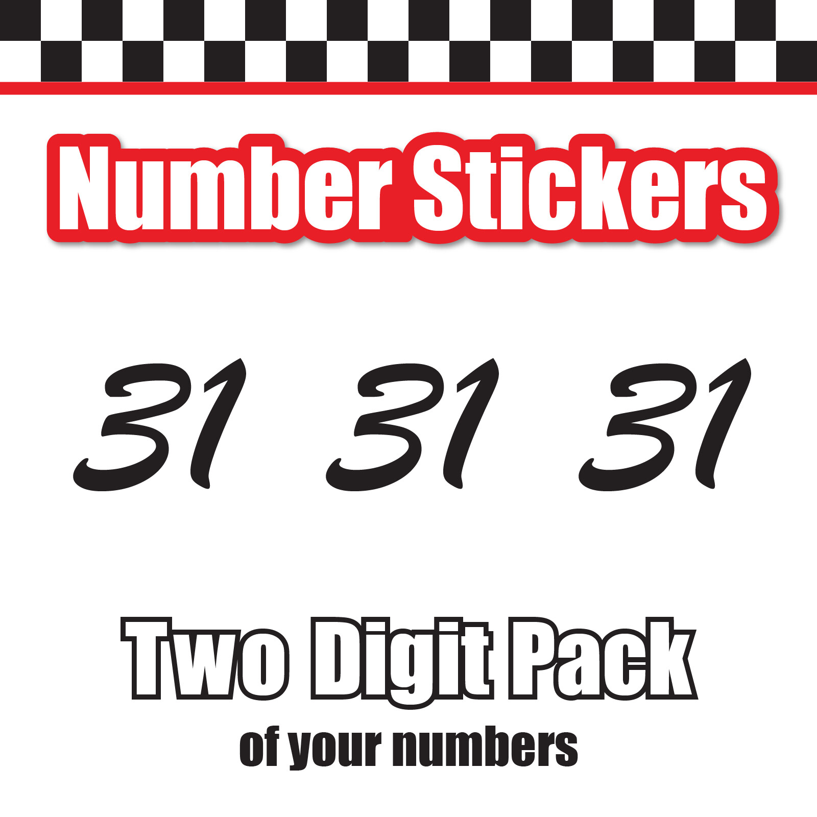 3 Digit Single Number Stickers Custom Decal Locker Door 3pc Brush Script MT