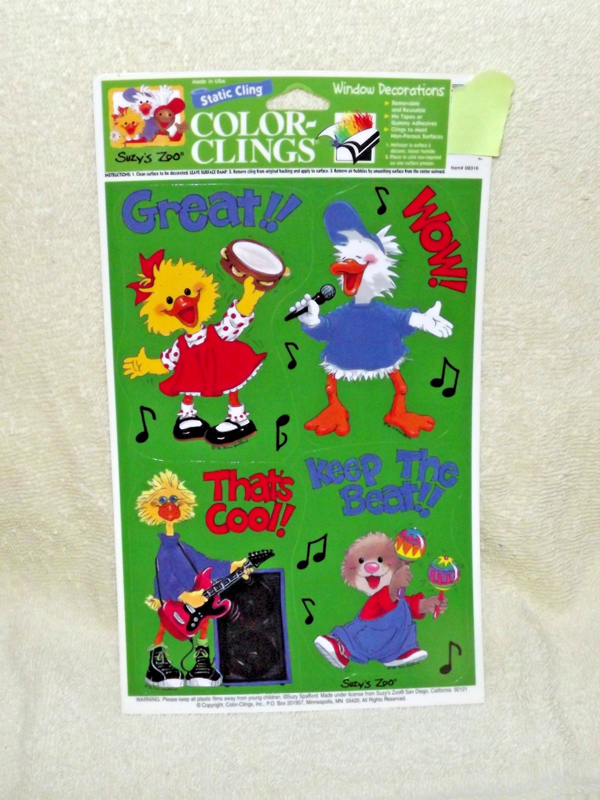 Suzys Suzy’s Zoo Static Cling Color Window Clings Decorations (k)