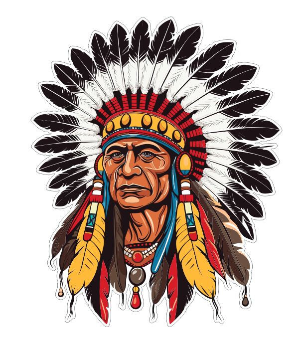 Native American Indian with headdress head dress Sticker Stickers Decal A1018