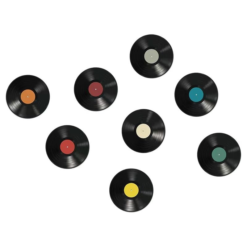 8Pcs 9in Colorful Vinyl Records Decor Wall Stickers, Album Cover Posters Vint…