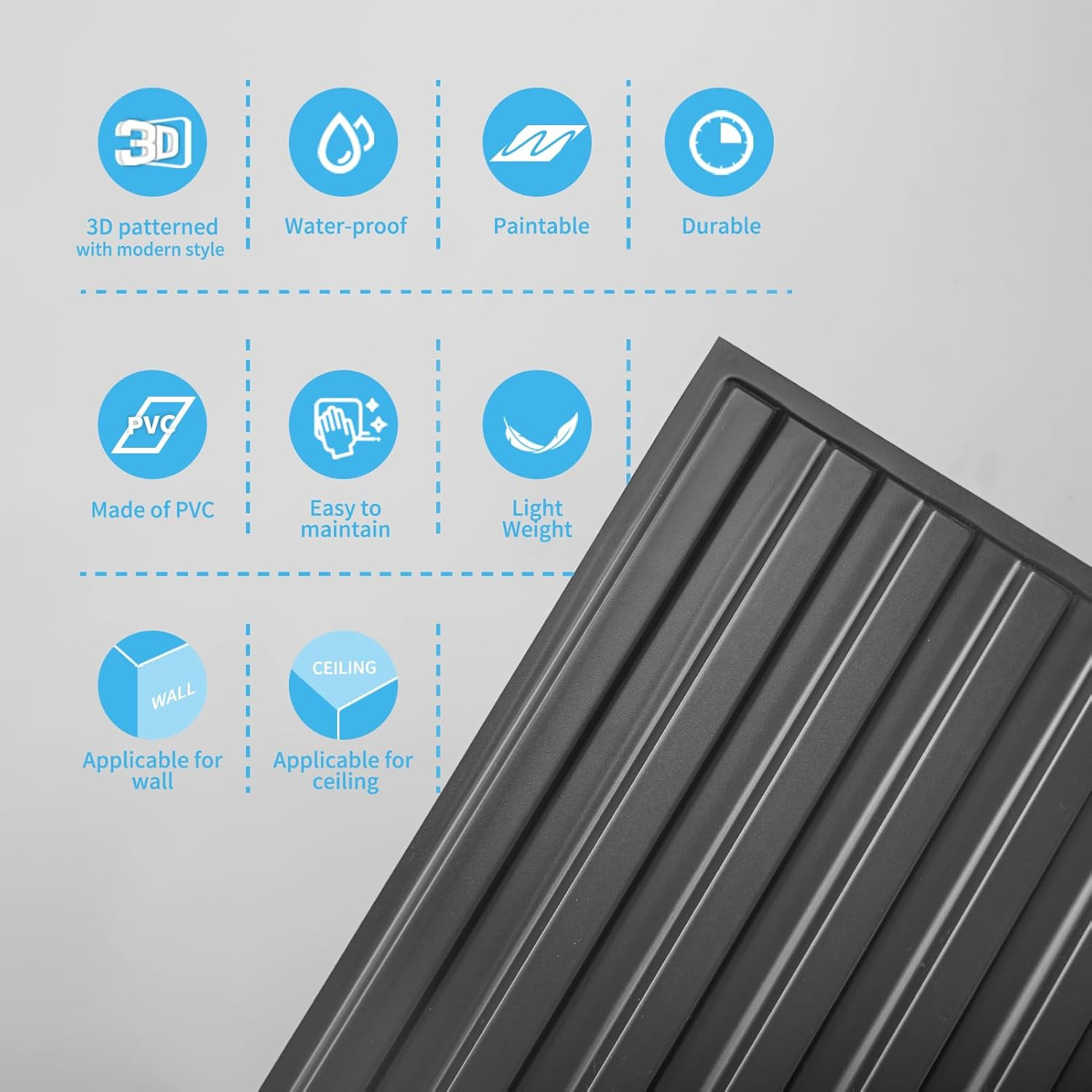 Art3D 6-Pack Slat Design 3D Wall Panels for Interior Wall Decor, 2X4 FT PVC Deco