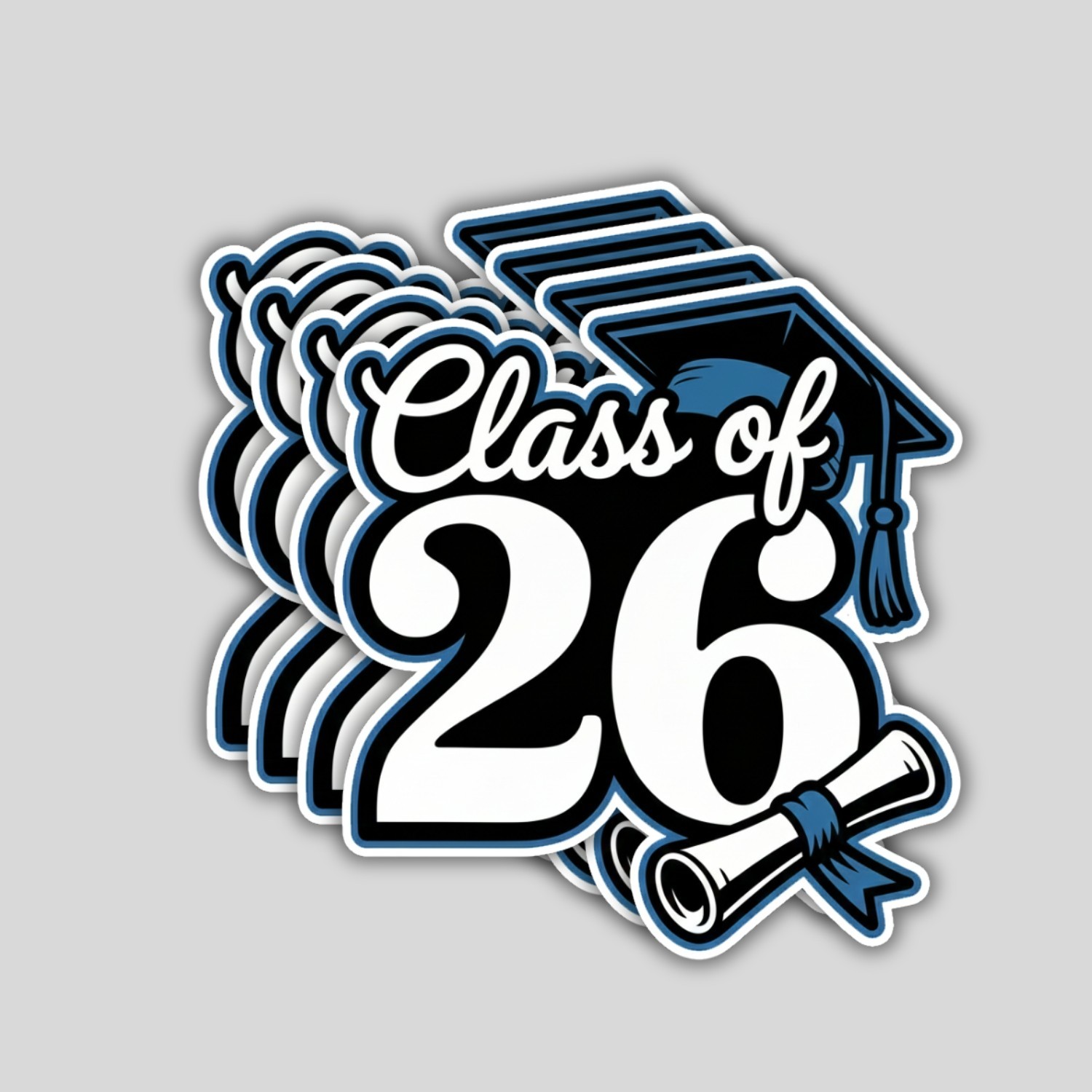 4PCS Class of 2026 Stickers – Senior Graduation Cap & Diploma Vinyl Decal Gift S
