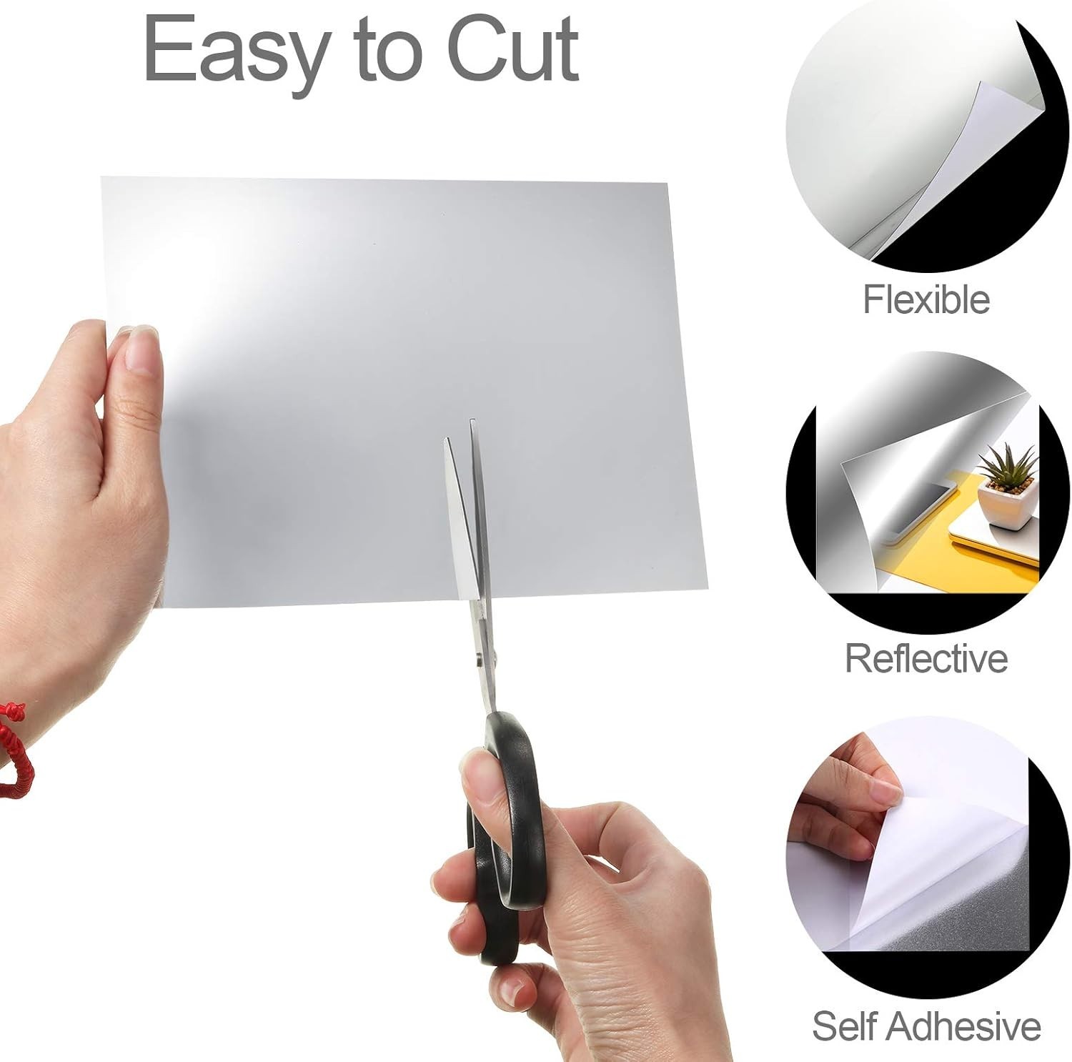 50 Flexible Mirror Sheets Adhesive Stickers for Home Decor#