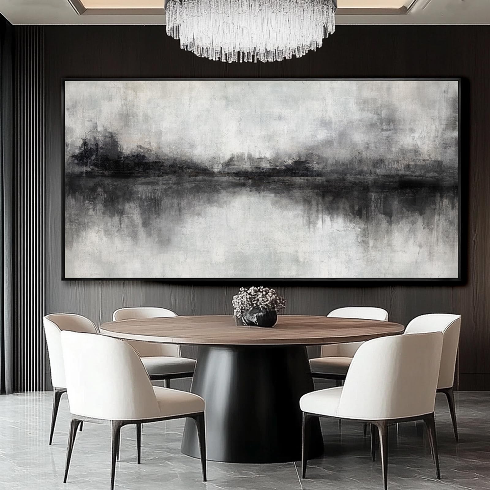 Large Abstract Canvas Wall Art Black and Grey Art Pictures for Wall Decor 29″…