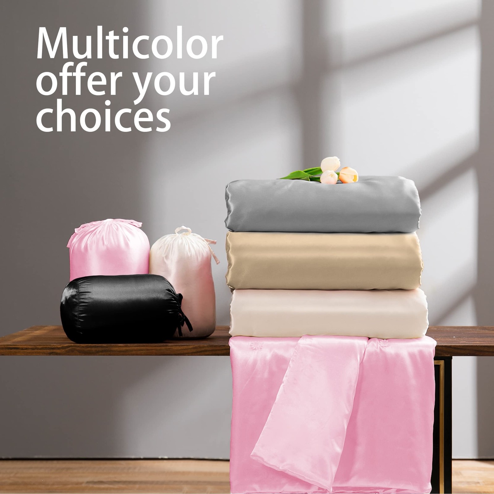Vonty Satin Throw Blanket Blush Pink Satin Blankets 60×80 Inches, Cooling & S…