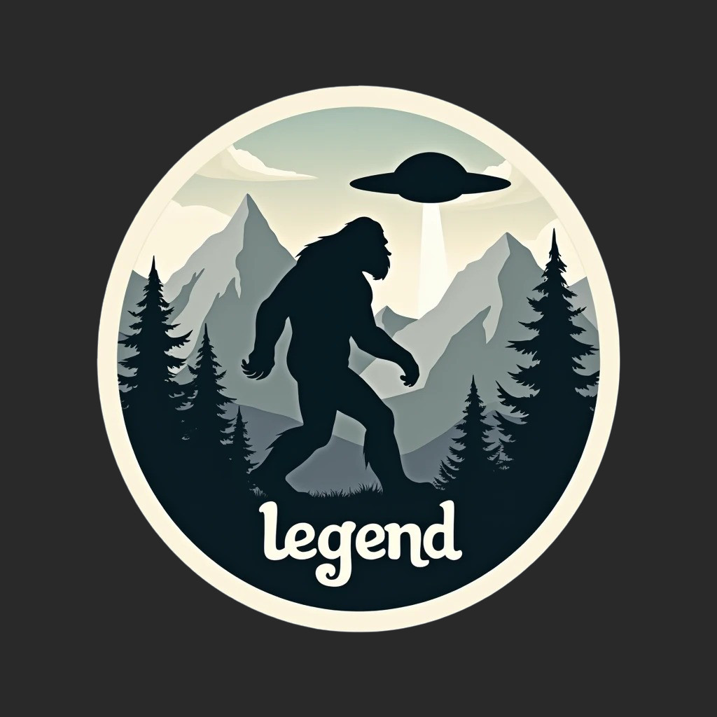 Bigfoot sticker vinyl decal legend alien UFO forest mountains cryptid folklore