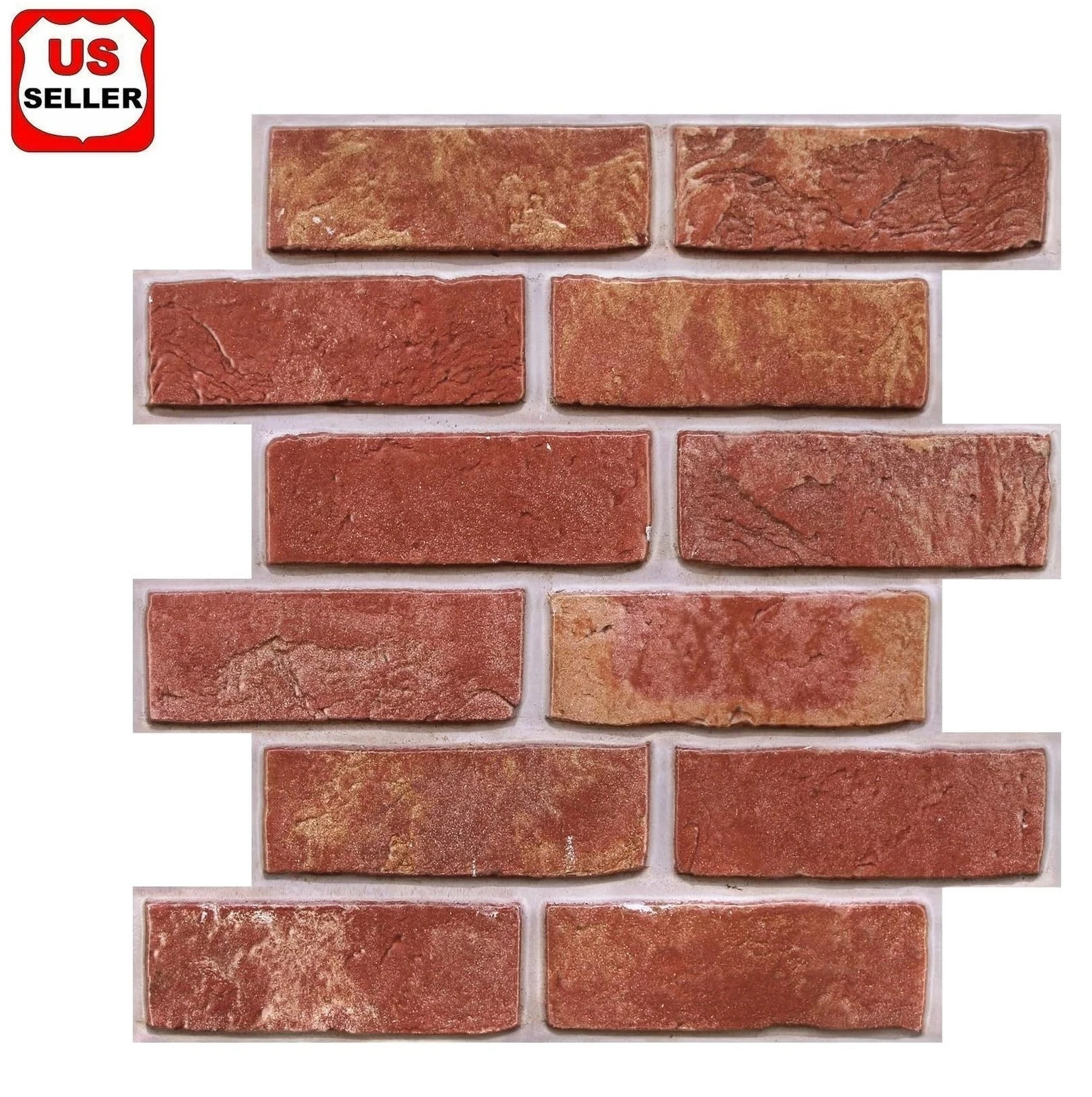 20 Pcs 12″X12″ Self Adhesive 3D Red Brick Peel and Stick Wall Panels Backsplash
