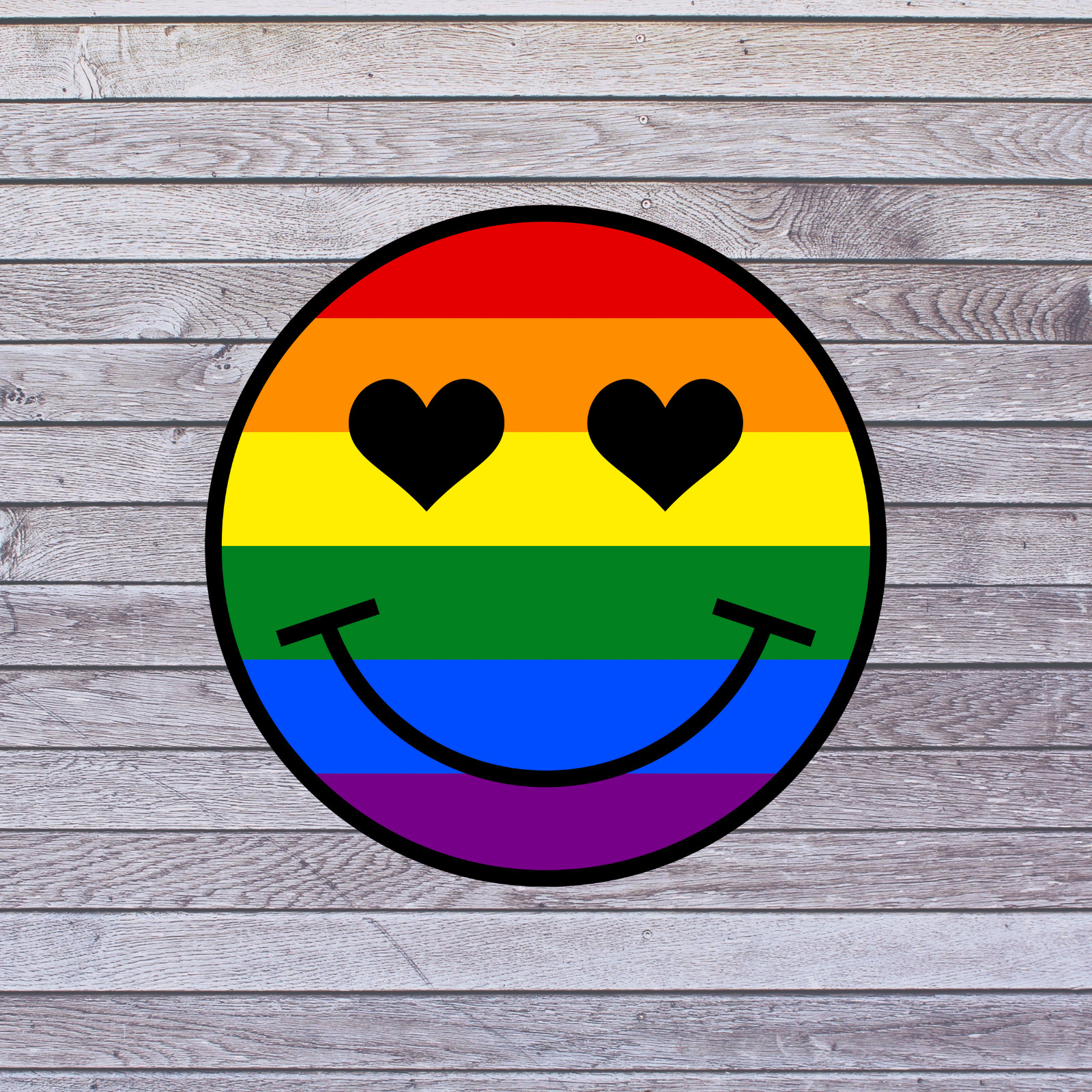 Smile sticker vinyl decal rainbow pride smiley face heart eyes graphic