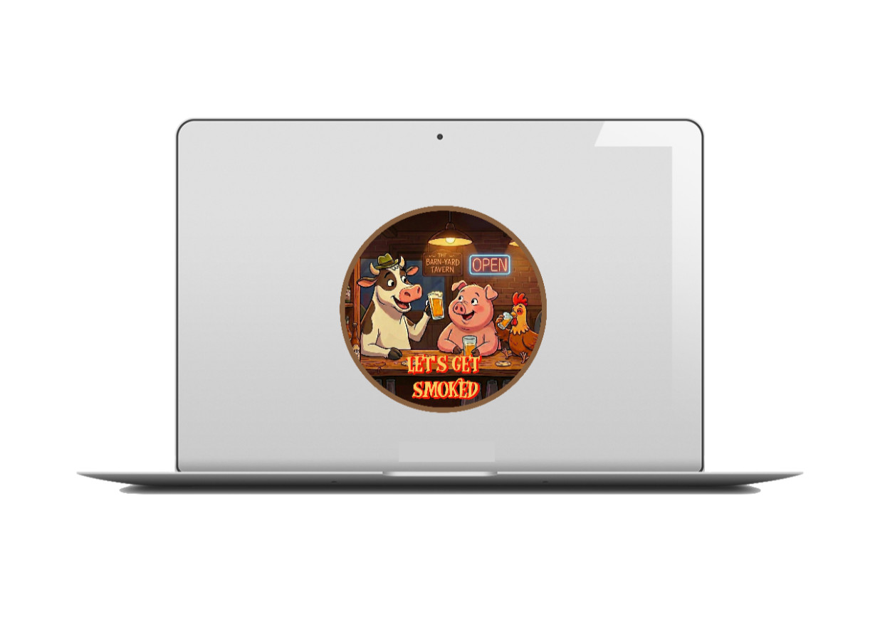 BBQ (Let’s Get Smoked) – 4″ Handmade Vinyl Decal Vehicle Cooler Grill Laptop 26