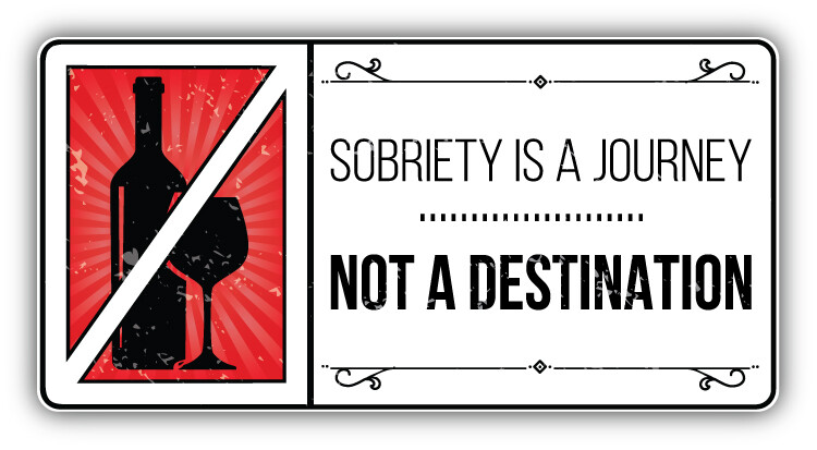 Anti Alcohol Grunge Slogan Sobriety Is A Journey Car Bumper Sticker Decal