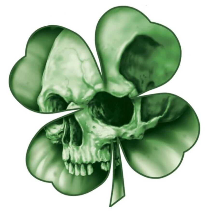 NEW LETHAL THREAT FOUR LEAF CLOVER SKULL MINI DECAL STICKER 2.75″x2.75″ RC00049