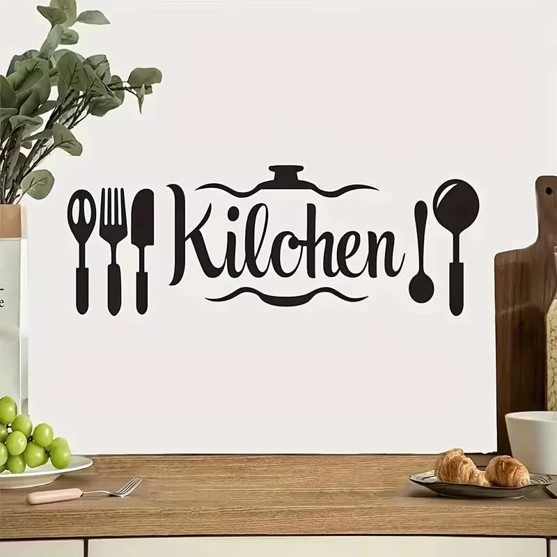 Kitchen Creative Black Utensil Wall Stickers Dining Room and Kitchen Wall Decals