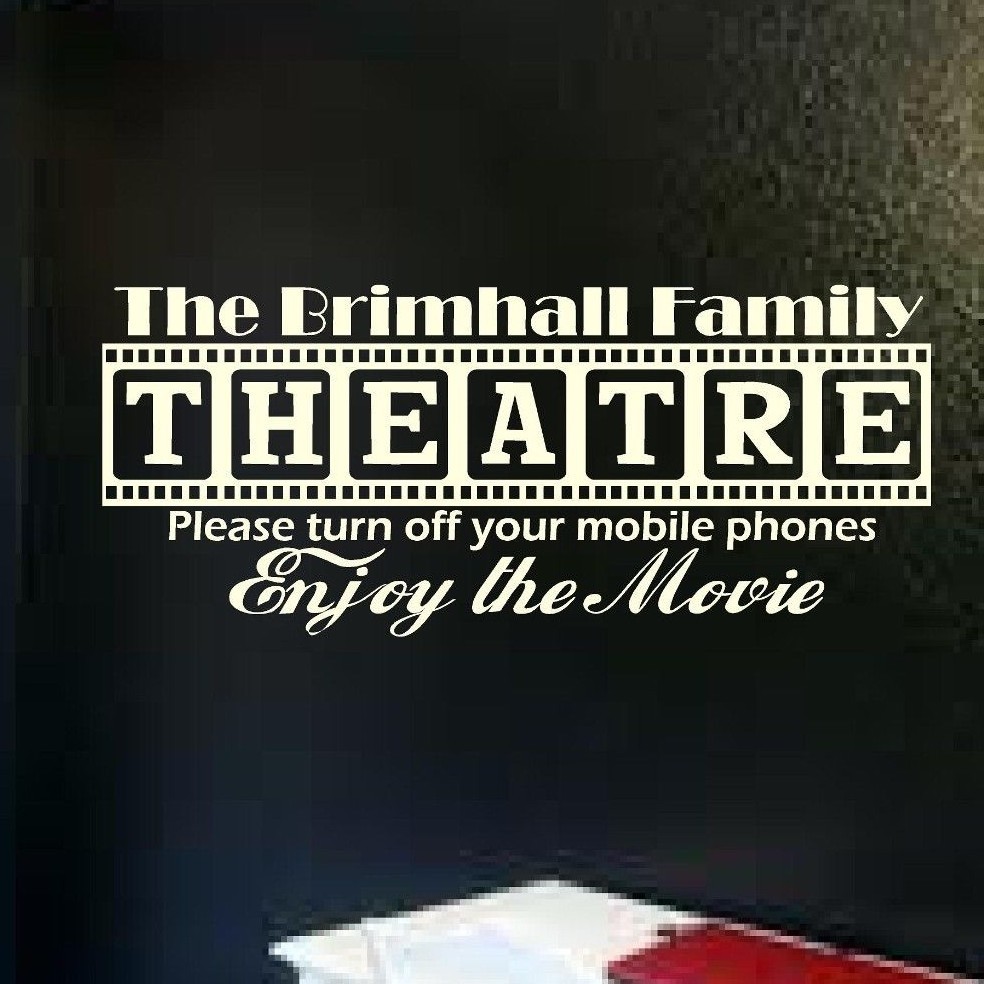 Cinema Theatre personalized sign home movie theater vinyl wall decor mural decal