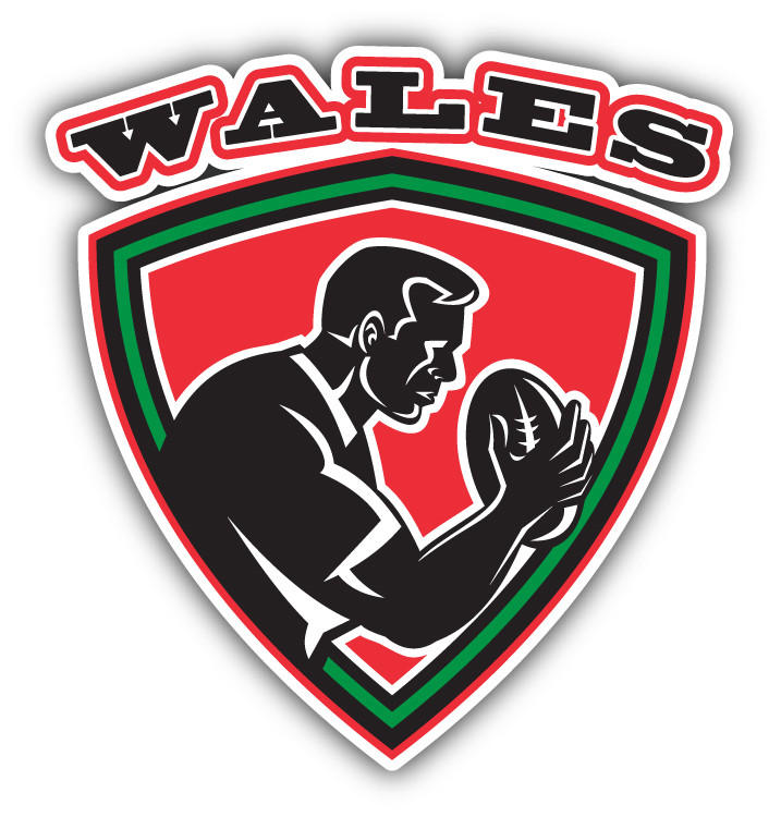 Wales Rugby Label Car Bumper Sticker Decal – 9”, 12” or 14”