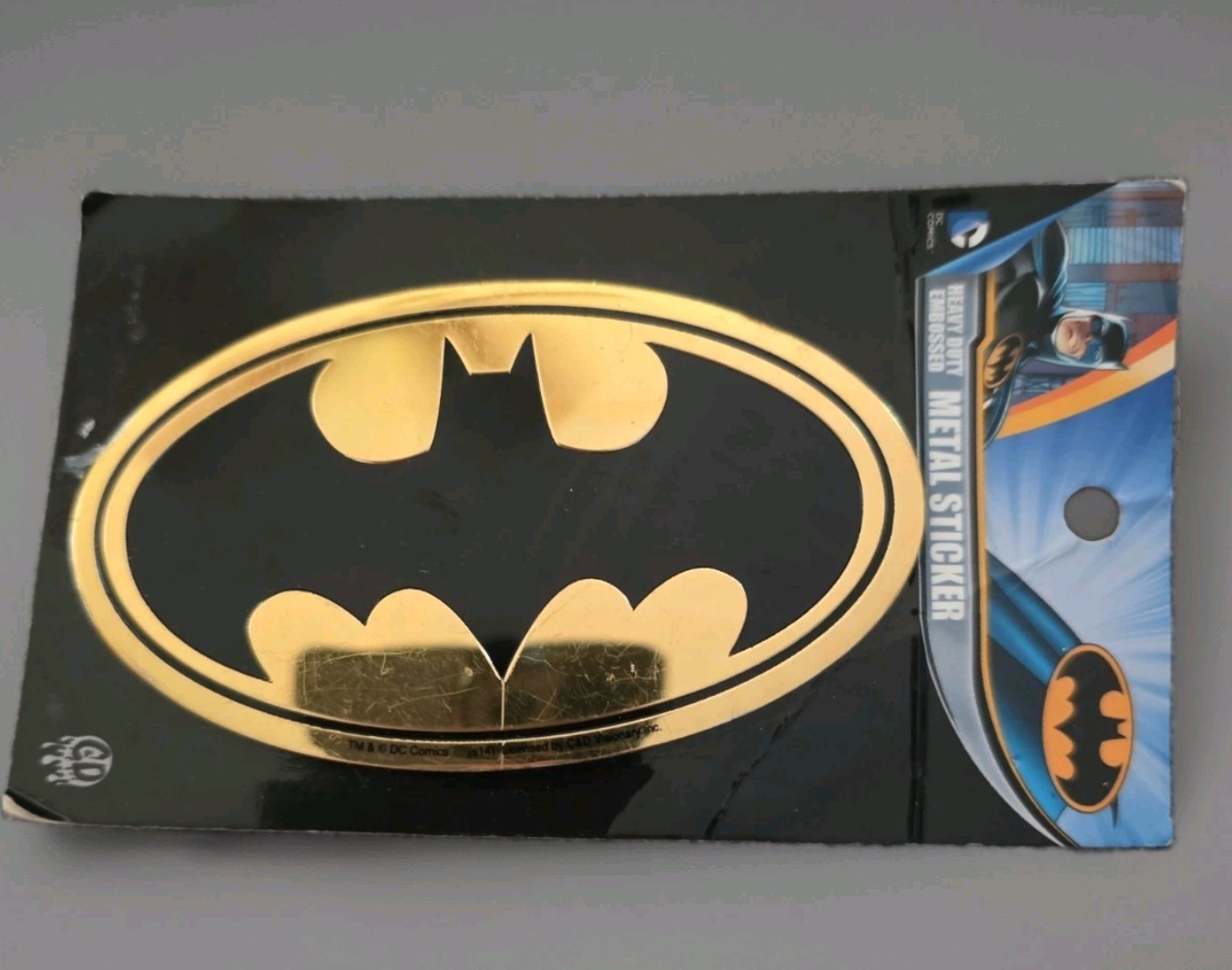 BATMAN HEAVY DUTY EMBOSSED METAL STICKER, 3 1/2″ x 2″, C&D VISIONARY, INC., NEW!