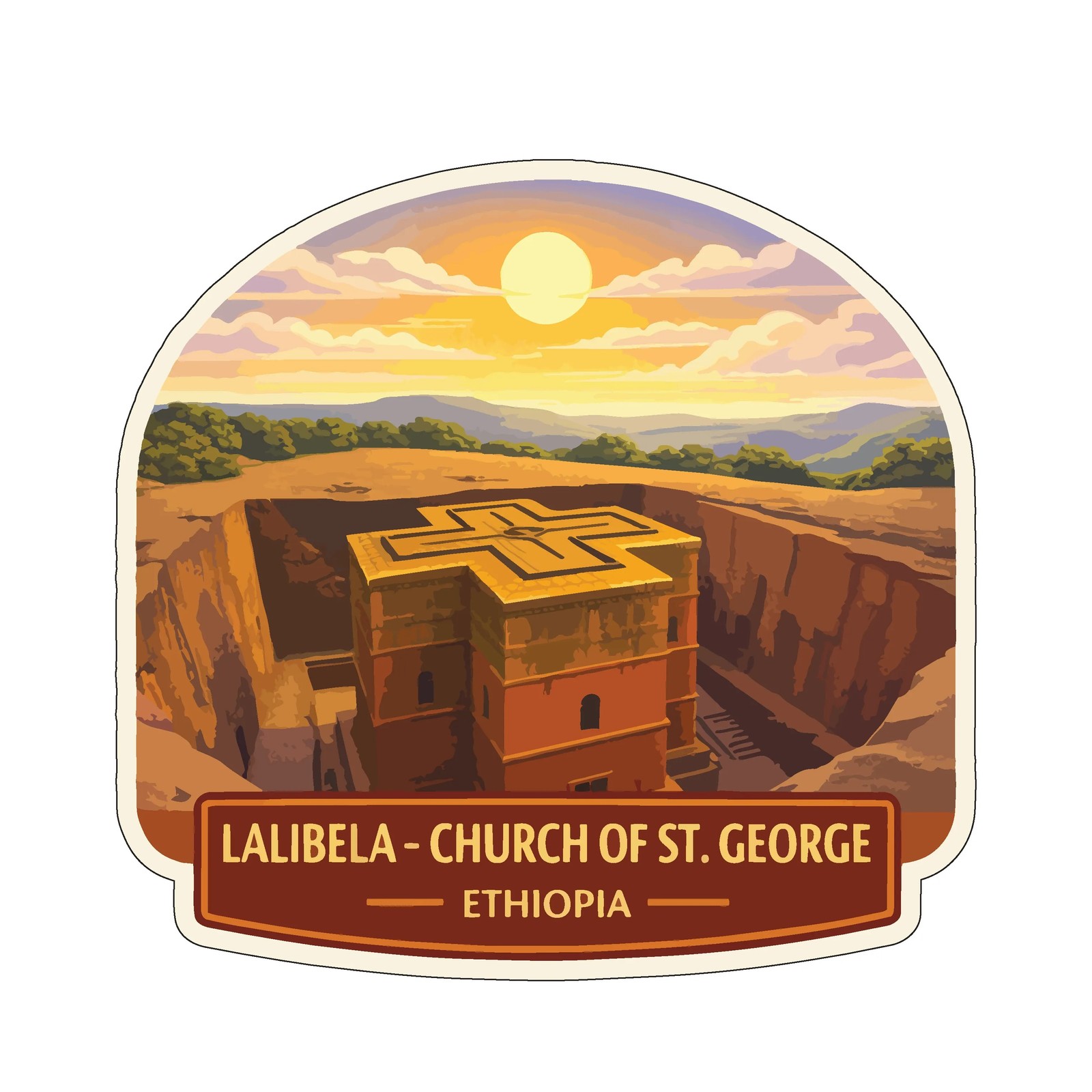 Lalibela Church of St. George Ethiopia Sticker Decal Vinyl Die-Cut Heritage