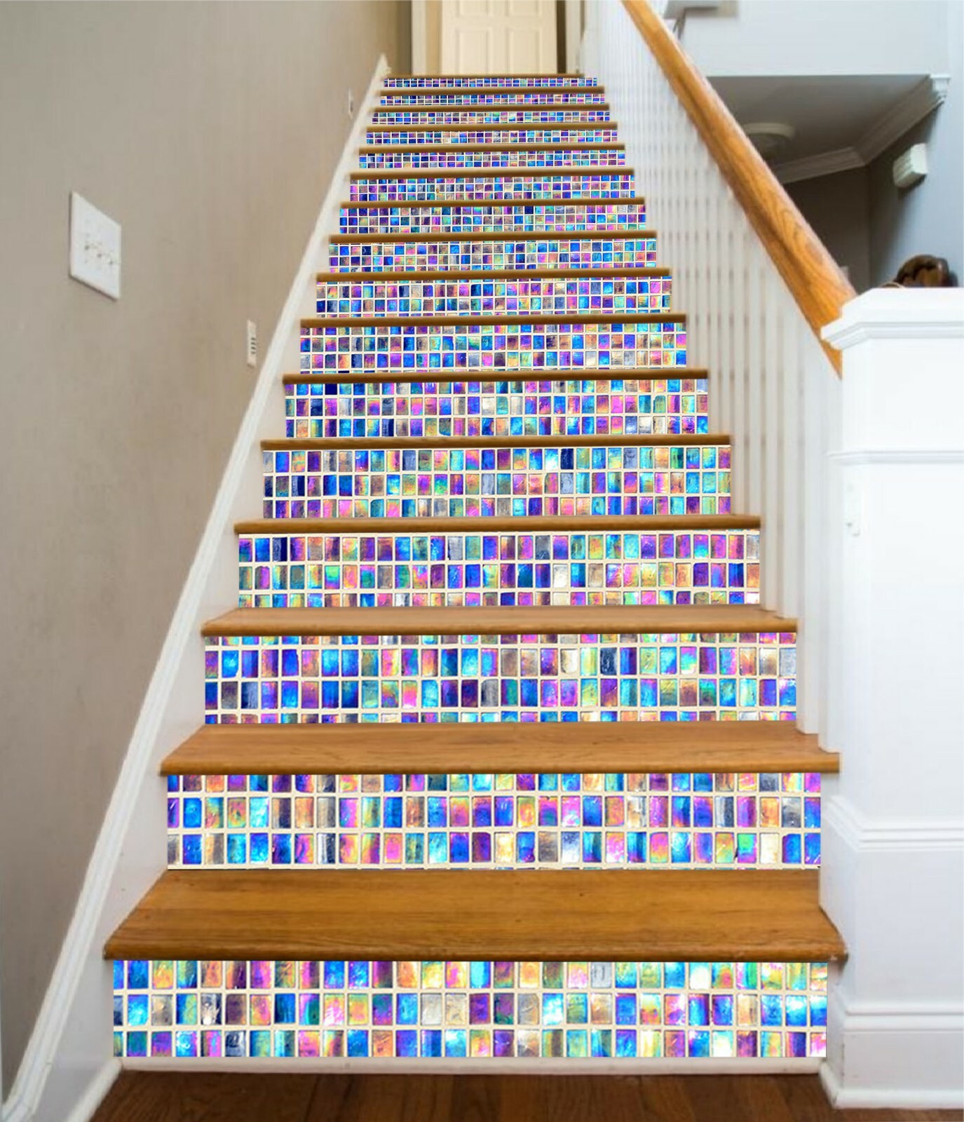 3D Colored Tiles NA163 Stair Risers Decoration Photo Mural Decal Wallpaper Fay