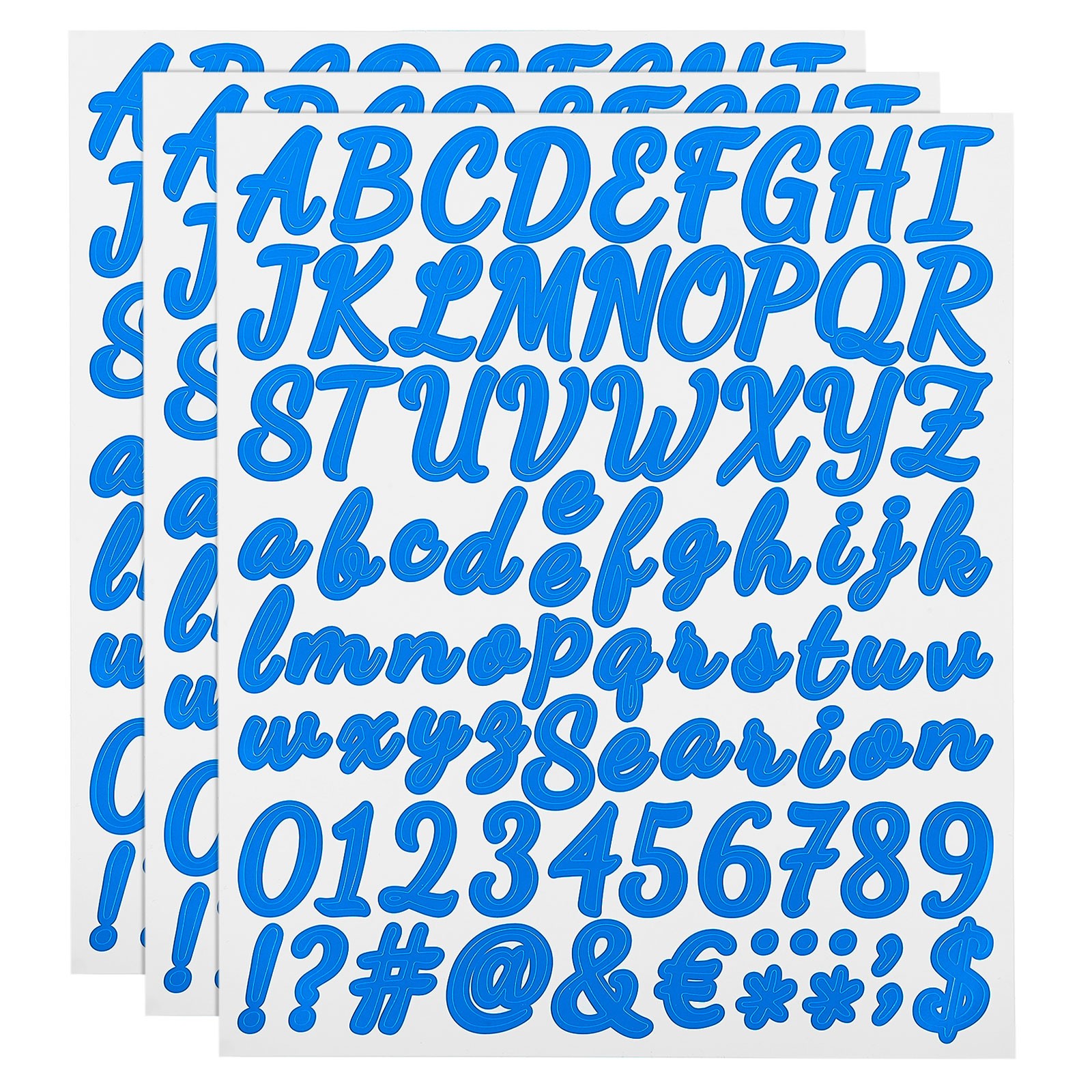 Stickers numbers/letters, 3 sheets 252pcs (blue, 2.5cm)