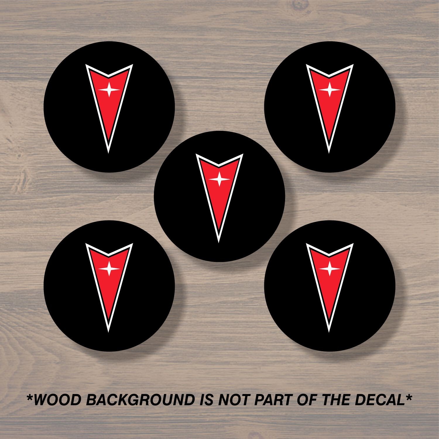 Pontiac Wheel Center Cap Overlay x5, Vinyl Decal Sticker