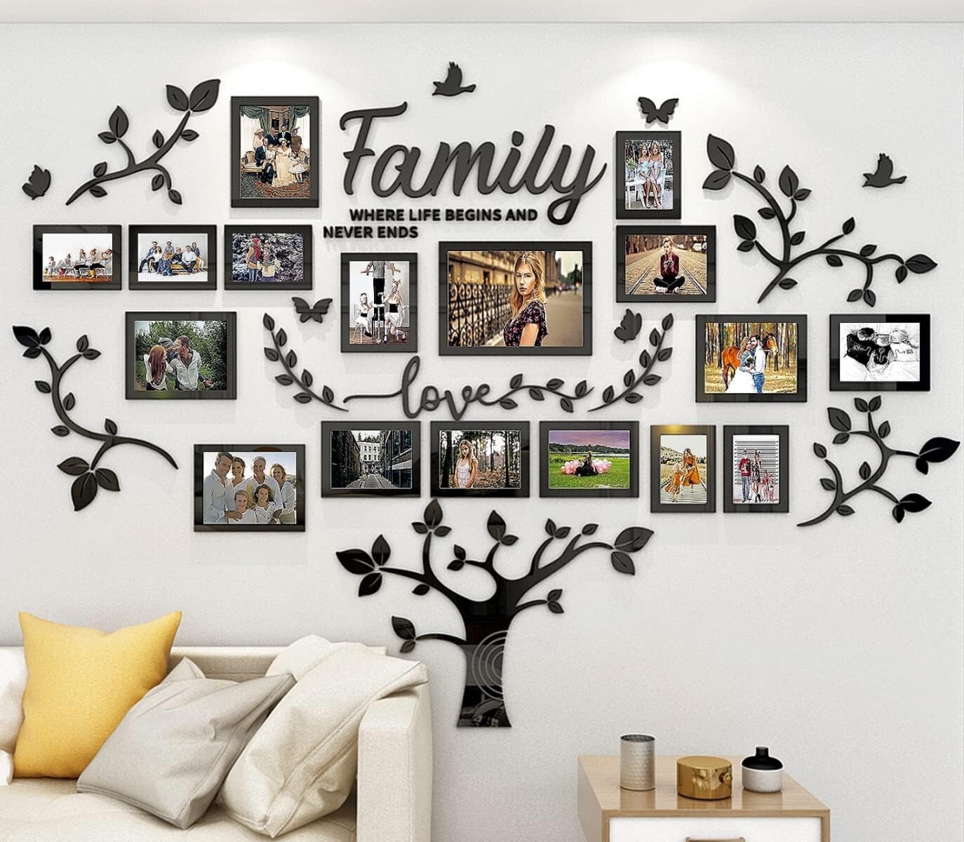 Premium Family Tree Wall Sticker – Acrylic – 57”x81” – 17 Picture Frames