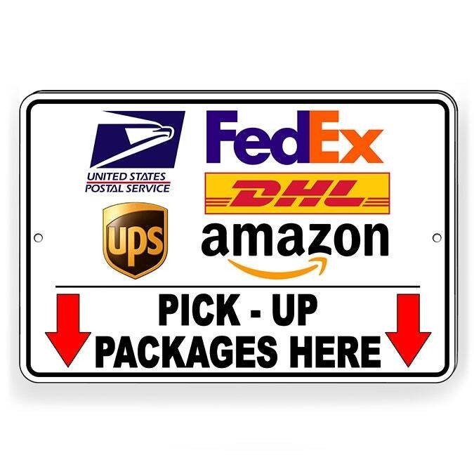 Pick Up Packages Here Arrows Down Sign / Decal / Deliver Usps Ups Si188 /