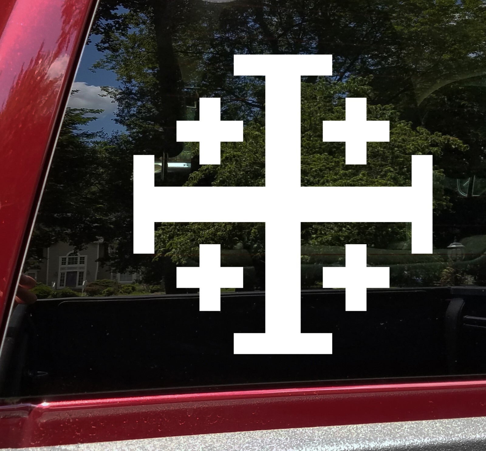 Jerusalem Cross Vinyl Sticker – Five-Fold Cross Crosslets Heraldry Die Cut Decal