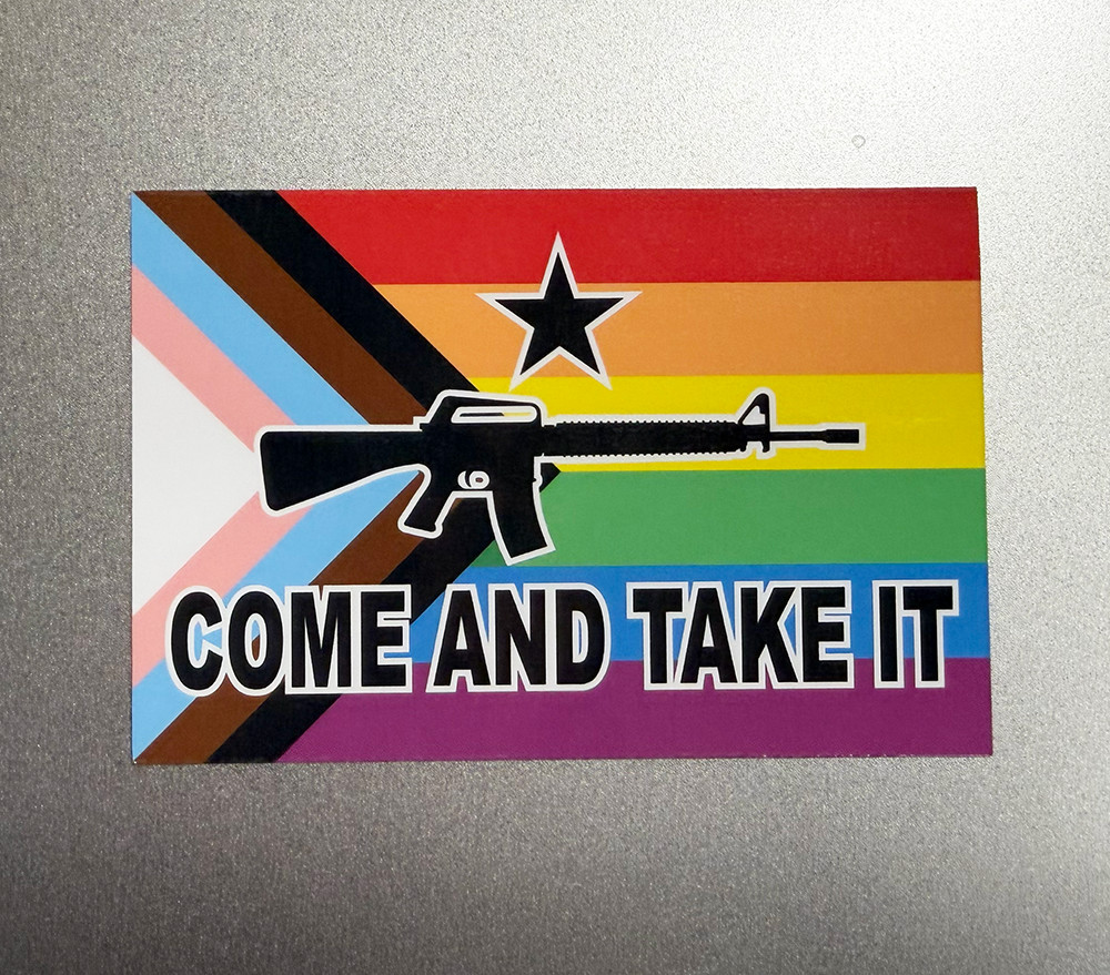 2nd Amendment Magnet Progress Pride Flag Come and Take It 4″ Magnetic Vinyl