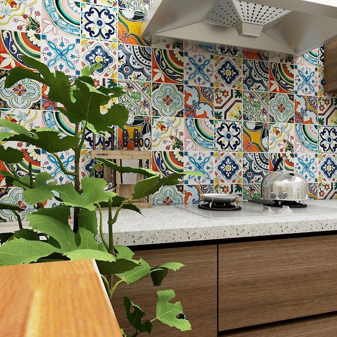 Peel Stick Moroccan Bohemian Kitchen Backsplash Stickers 6×6 Waterproof
