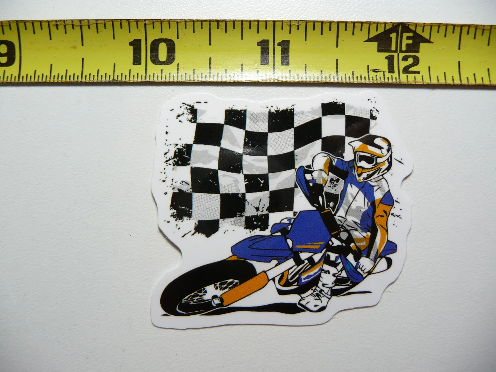 MOTORCYCLE BIKE SMALL STICKER DECAL CHECKERED FLAG RACE WINNER FAN LOVE TEAM VET