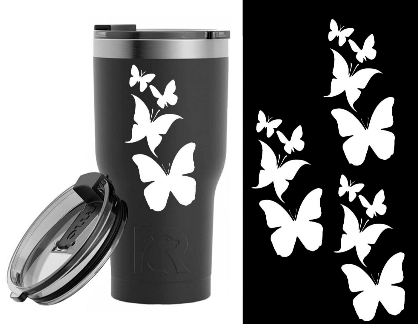 Butterfly Family 4 Pack 4″ White Vinyl Decals Car Window Tumblers Mugs Laptop